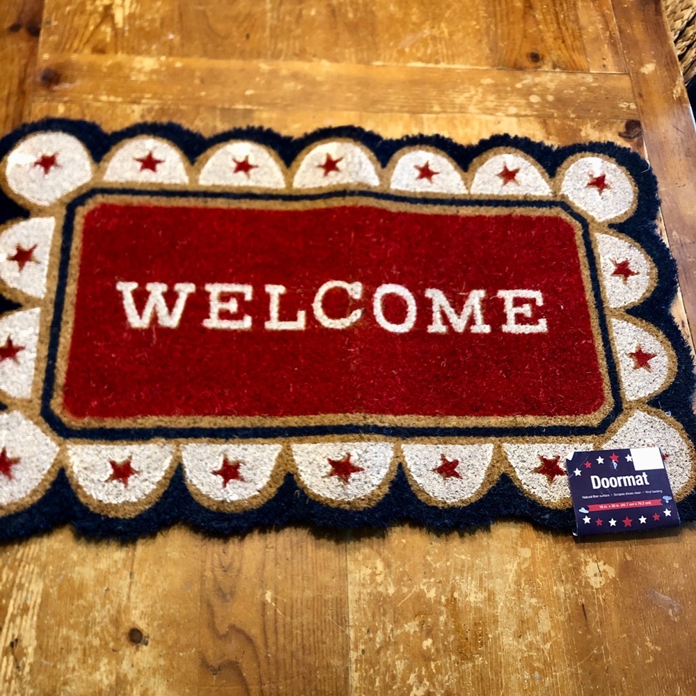 Welcome Patriotic Doormat - Red and Cream Home Accented 4th July NWT